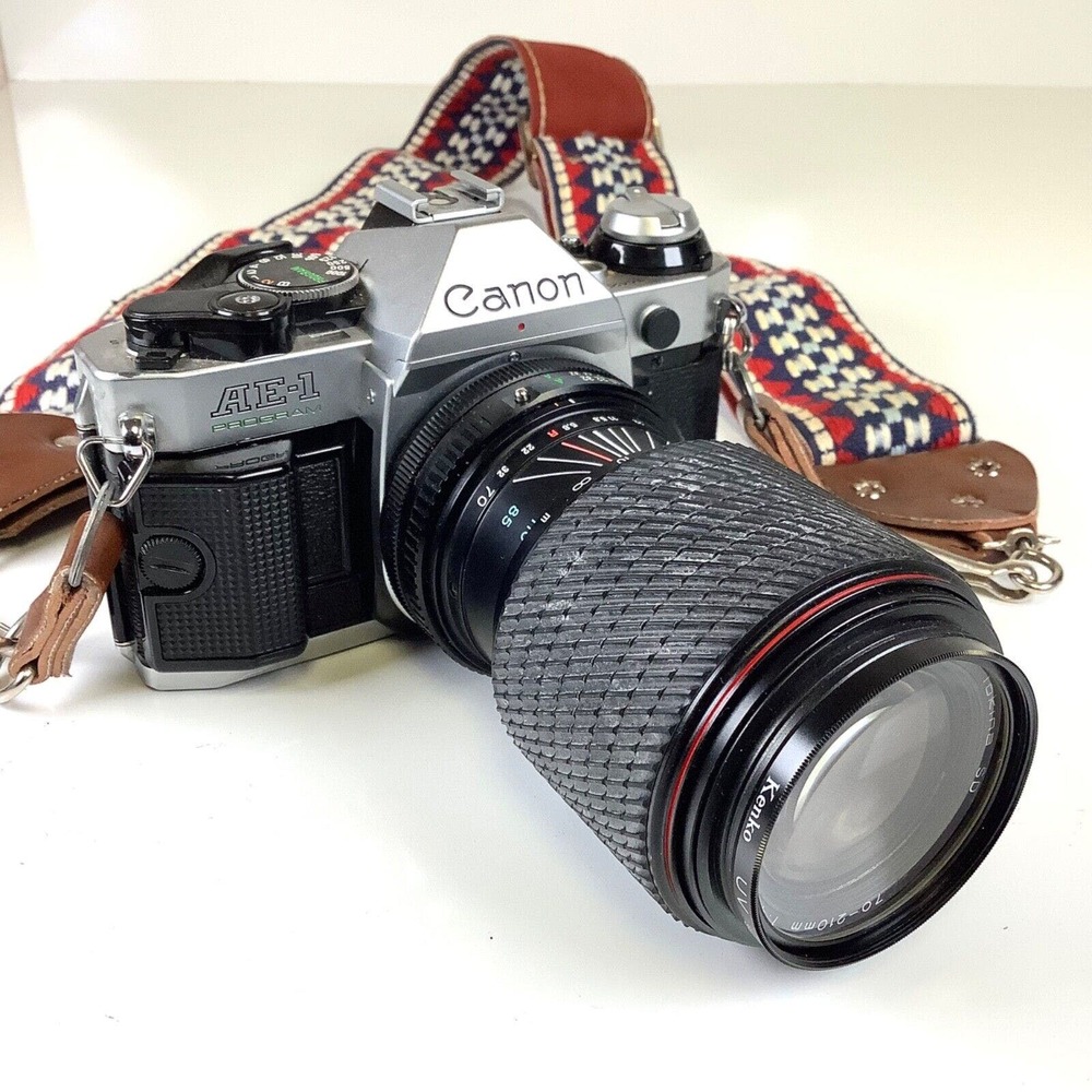 Canon AE-1 Program 35mm Film Camera w/ Tokina 70-210mm Lens TESTED GOOD * READ